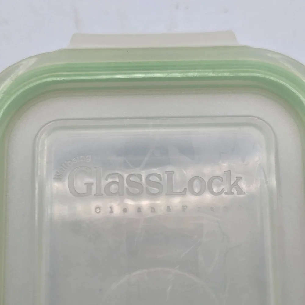 GlassLock Clear Glass Food Storage Container Airtight Snap Lid Green 6
